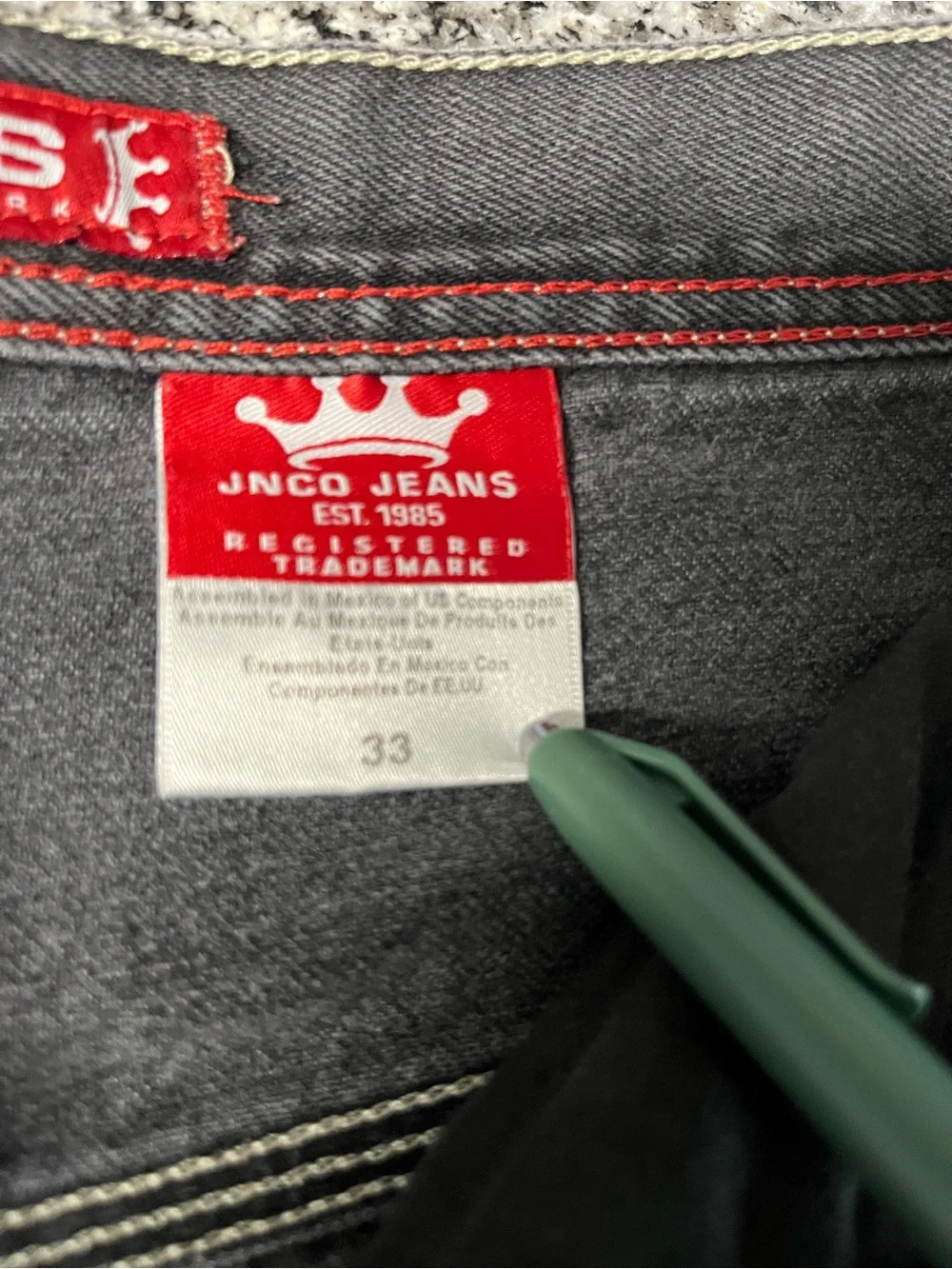 JNCO Black Washed Denim Cargo Shorts